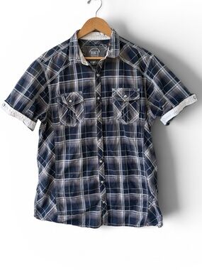 BKE Athletic Fit Plaid Pearl Snap Shirt